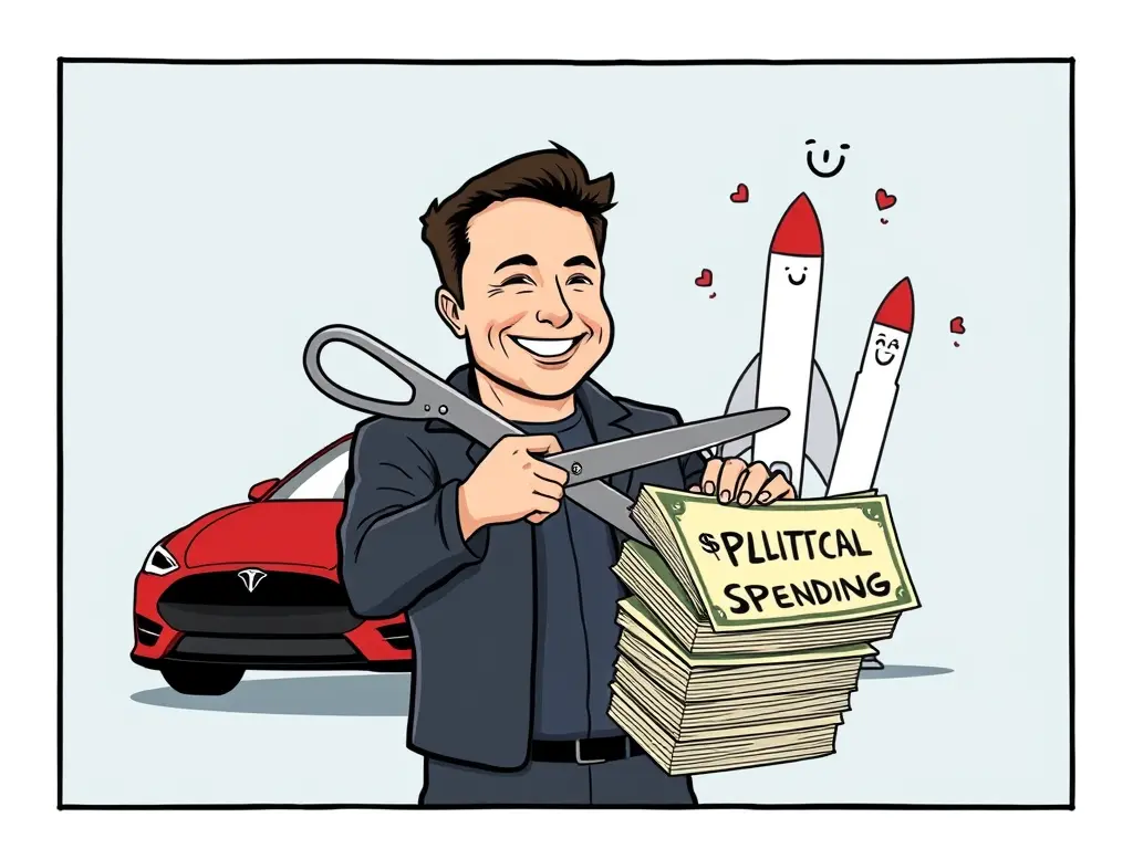 Илон Маск сокращает политические траты: что это значит для Tesla и SpaceX