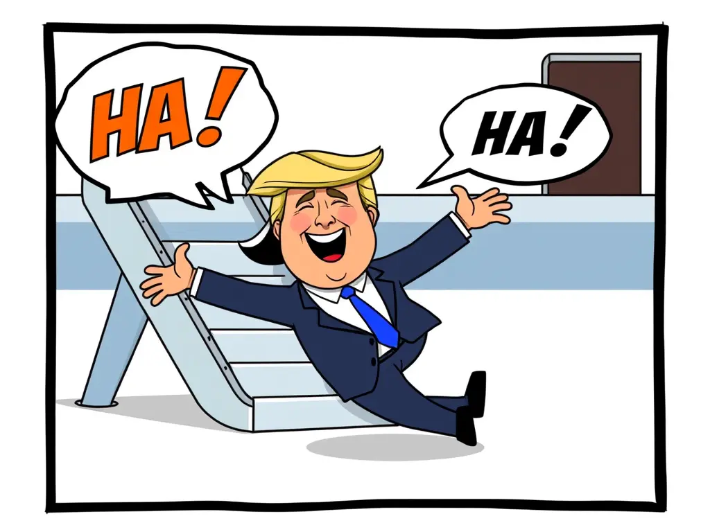 Трамп споткнулся у трапа самолёта, но отреагировал с юмором — видео стало вирусным